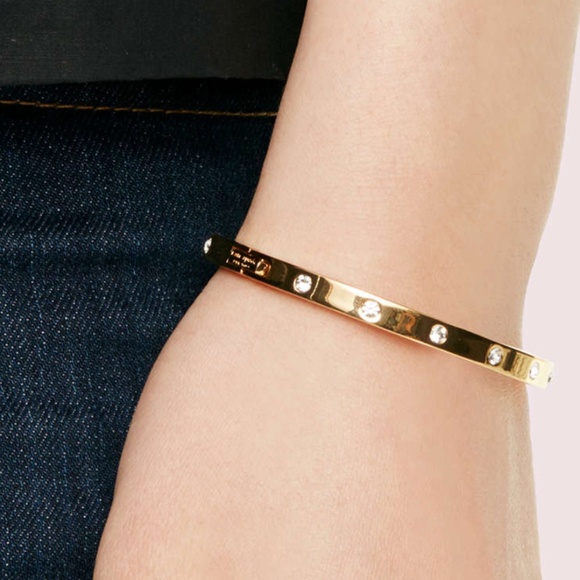 Kate Spade Set in Stone Hinged Gold Bangle (Cartier style) - Picture 3 of 4
